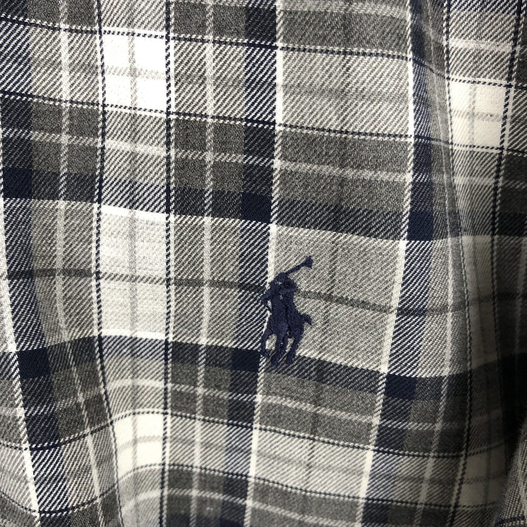 Ralph Lauren BLAKE One-Point Long-Sleeve Button-Down Check Shirt, Men's Size XL (approx.) cotton black type Vintage Second Hand