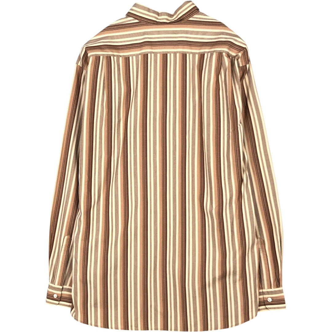 Ralph Lauren POLO by Ralph Lauren WESTERTON Wide Collar Long Sleeve Striped Shirt, Men's Size XXL (approx.) cotton unbleached Vintage Second Hand