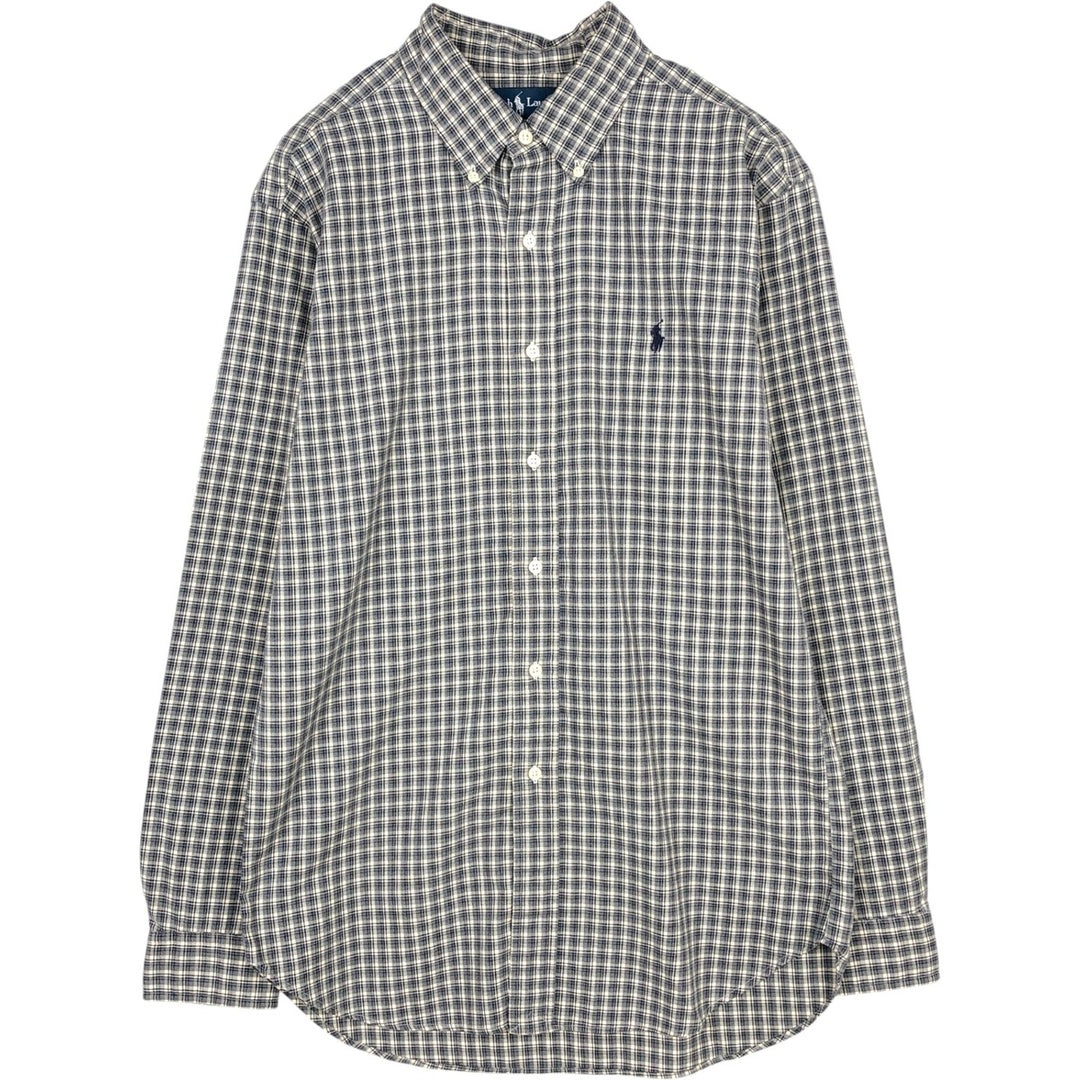 Ralph Lauren Classic Fit Long Sleeve Button Down Check Shirt, Men's Size L cotton pale white type Vintage Second Hand