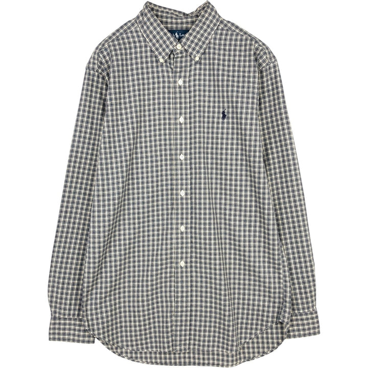 Ralph Lauren Classic Fit Long Sleeve Button Down Check Shirt, Men's Size L cotton pale white type Vintage Second Hand