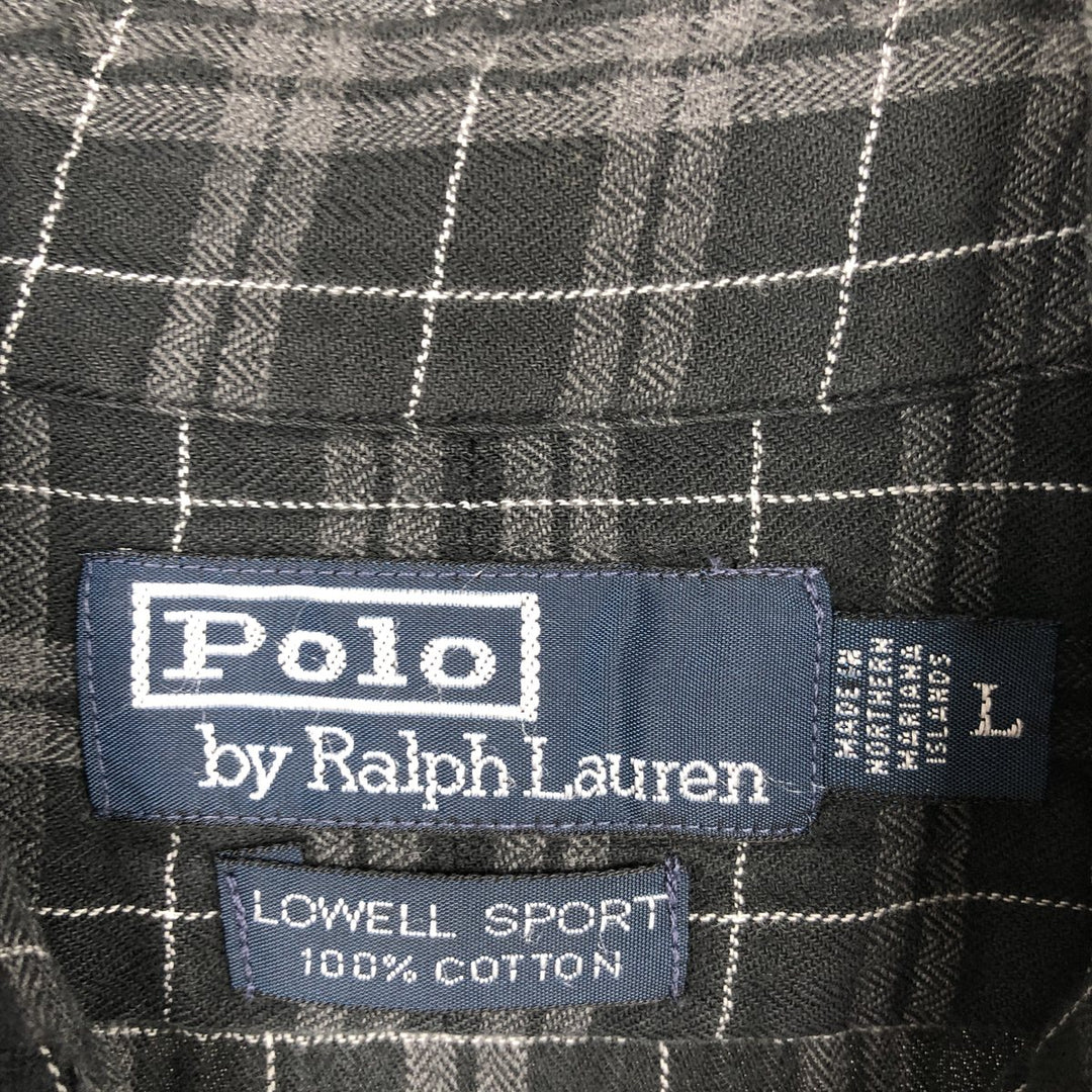 Ralph Lauren LOWELL SPORT Long-Sleeve Cotton Check Shirt, Men's Size L (approx.) cotton black type Vintage Second Hand