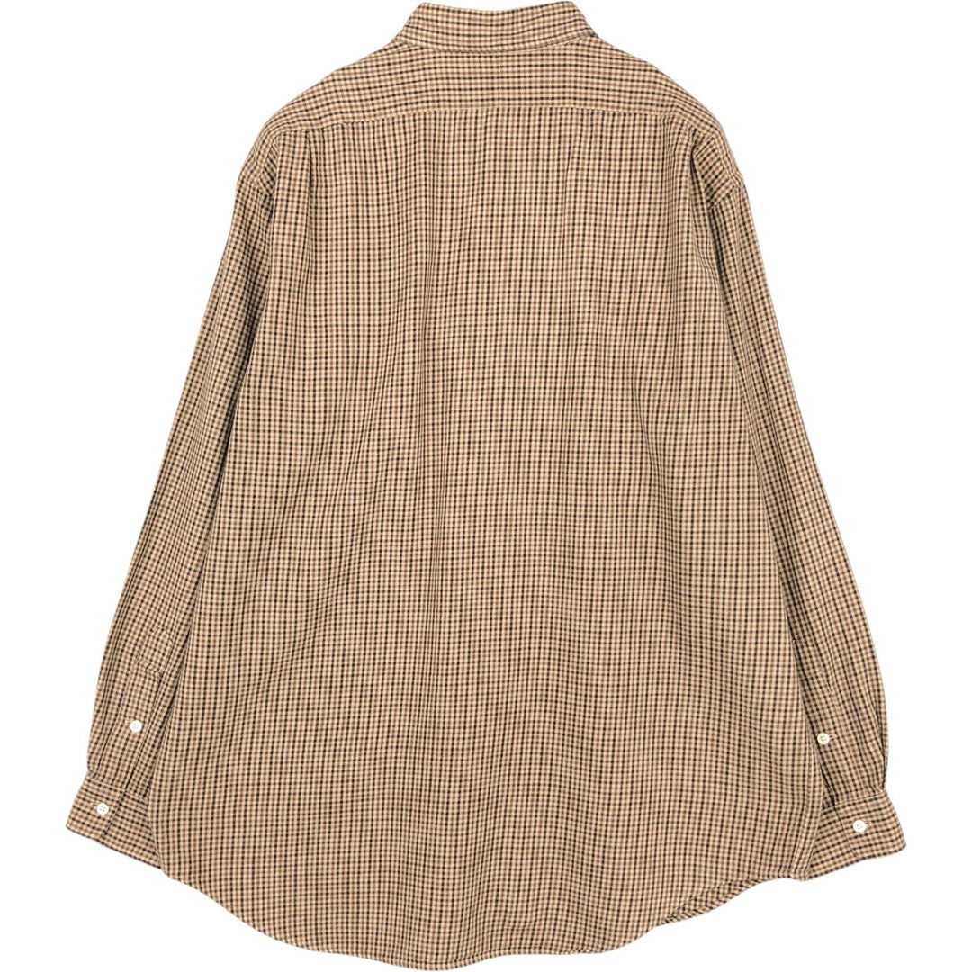Ralph Lauren LOWELL SPORT Long-Sleeve Cotton Check Shirt, Men's Size L (approx.) cotton Beige type Vintage Second Hand