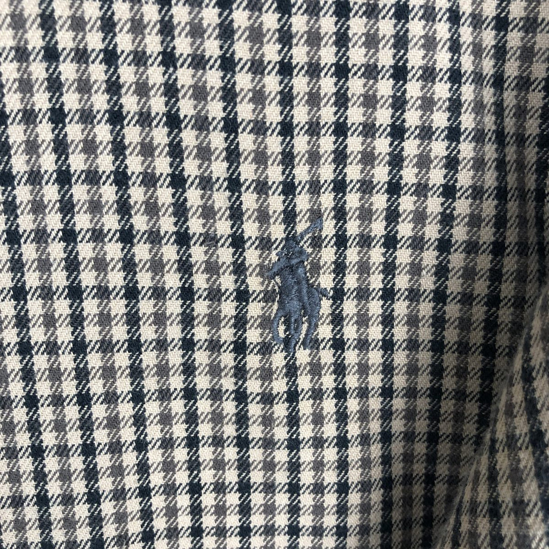 Ralph Lauren LOWELL SPORT Long-Sleeve Cotton Check Shirt, Men's Size L (approx.) cotton Beige type Vintage Second Hand