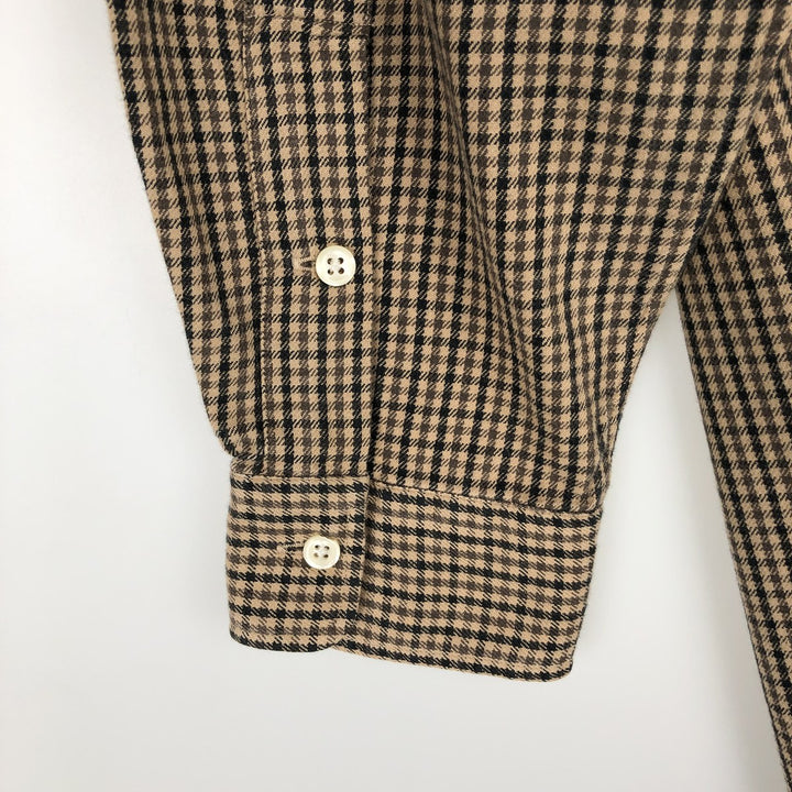 Ralph Lauren LOWELL SPORT Long-Sleeve Cotton Check Shirt, Men's Size L (approx.) cotton Beige type Vintage Second Hand