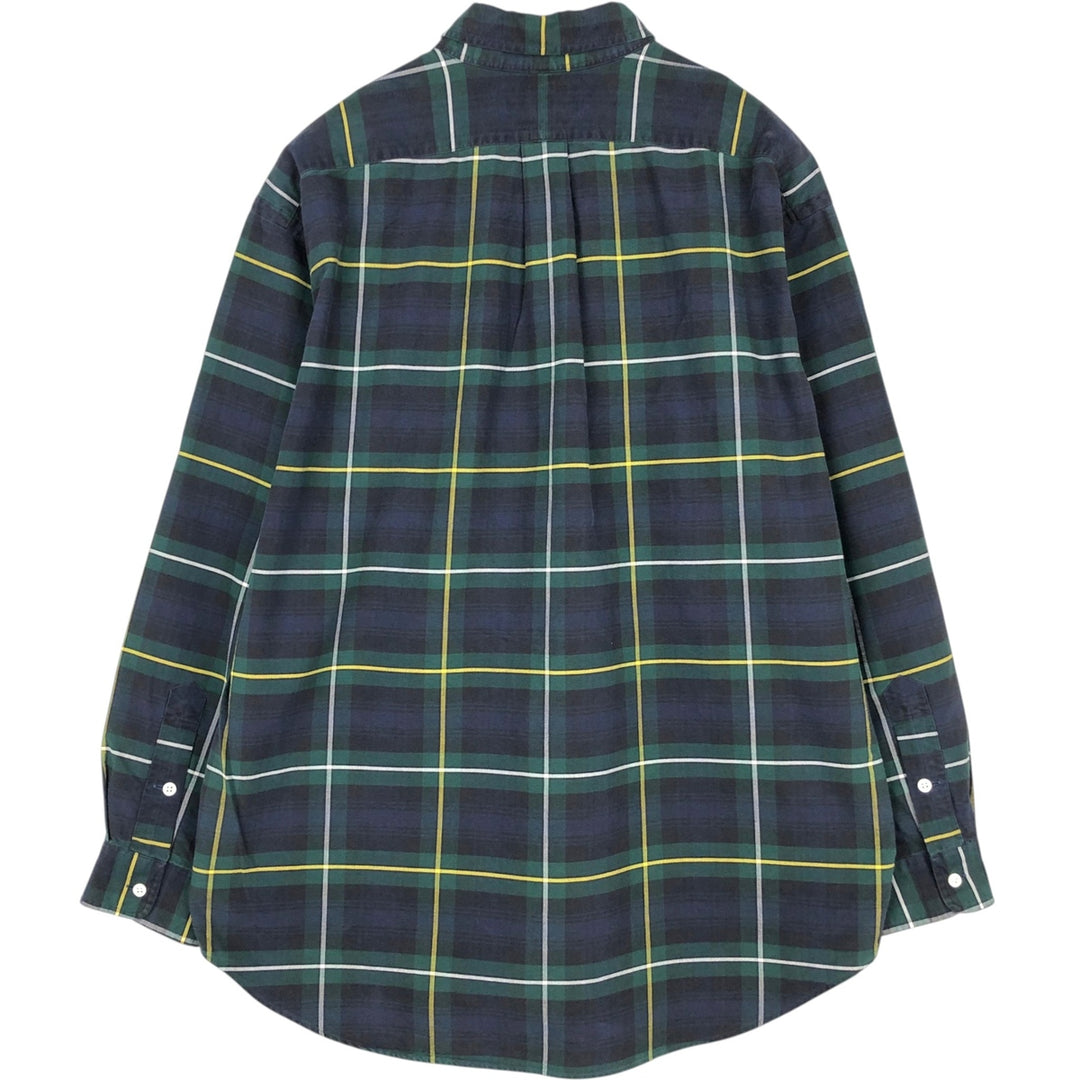 Ralph Lauren BIG SHIRT Long sleeve button-down check shirt Men's L size cotton Green type dark green Vintage Second Hand