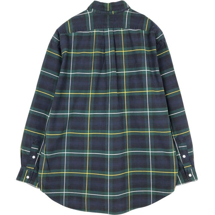 Ralph Lauren BIG SHIRT Long sleeve button-down check shirt Men's L size cotton Green type dark green Vintage Second Hand