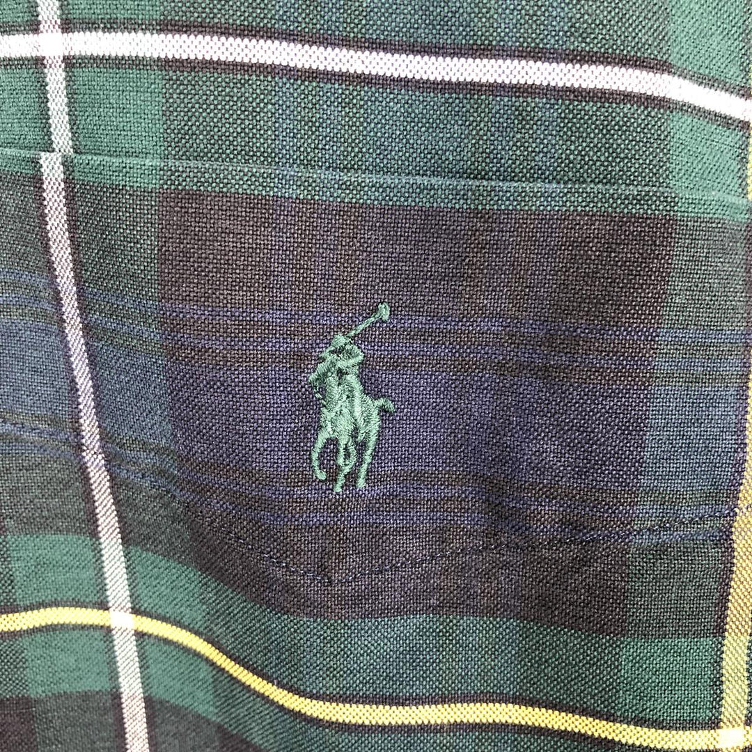 Ralph Lauren BIG SHIRT Long sleeve button-down check shirt Men's L size cotton Green type dark green Vintage Second Hand