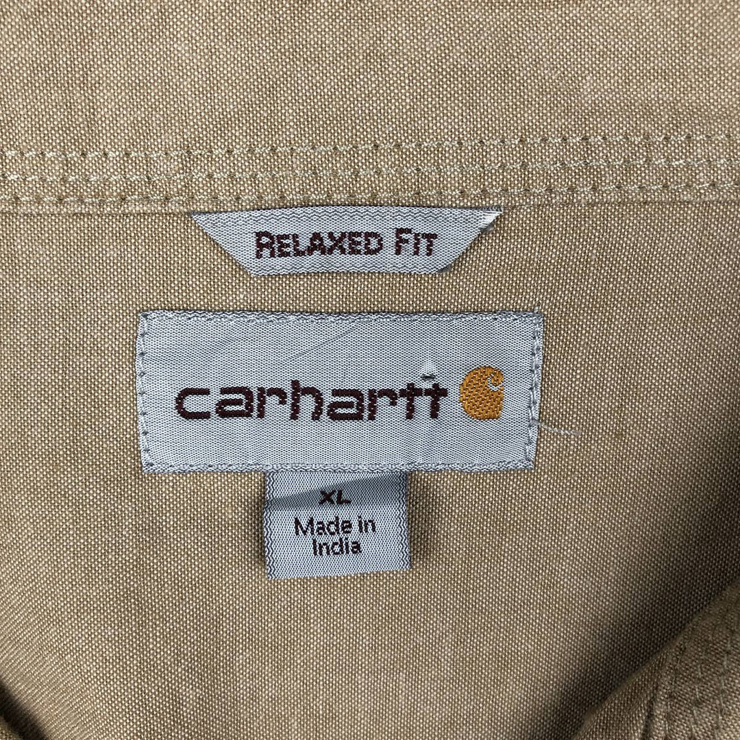 Carhartt Relaxed Fit Long Sleeve Button Down Work Shirt, Men's XL cotton Beige type Vintage Second Hand