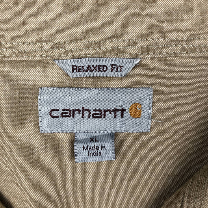 Carhartt Relaxed Fit Long Sleeve Button Down Work Shirt, Men's XL cotton Beige type Vintage Second Hand