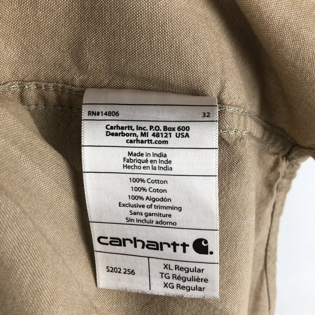 Carhartt Relaxed Fit Long Sleeve Button Down Work Shirt, Men's XL cotton Beige type Vintage Second Hand