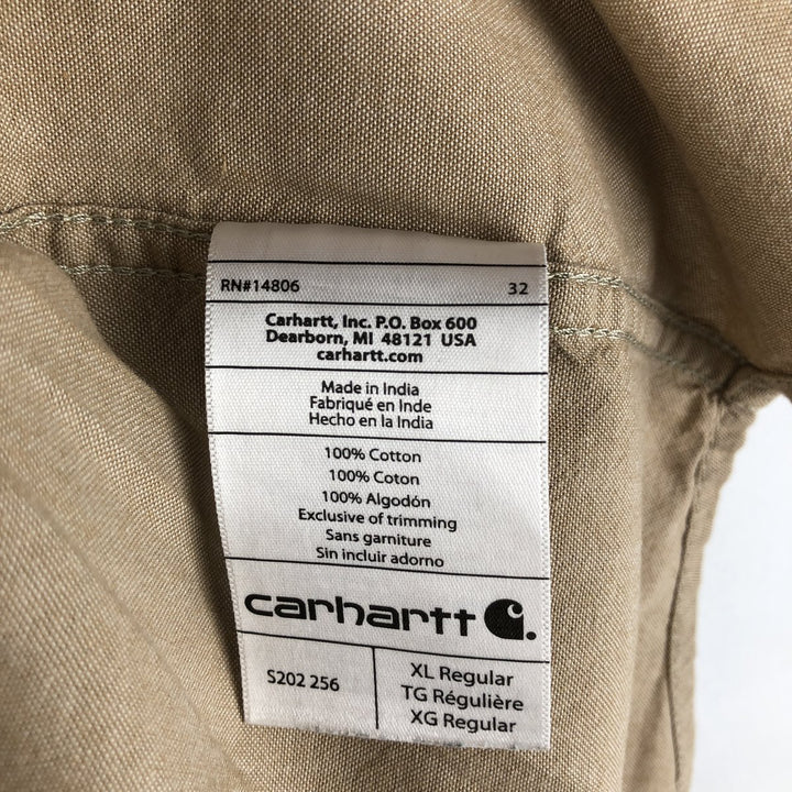 Carhartt Relaxed Fit Long Sleeve Button Down Work Shirt, Men's XL cotton Beige type Vintage Second Hand