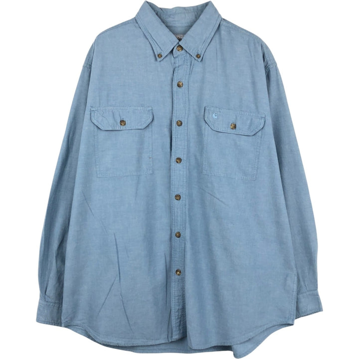 Carhartt Long Sleeve Button Down Work Shirt Men's XL cotton Blue type light blue Vintage Second Hand