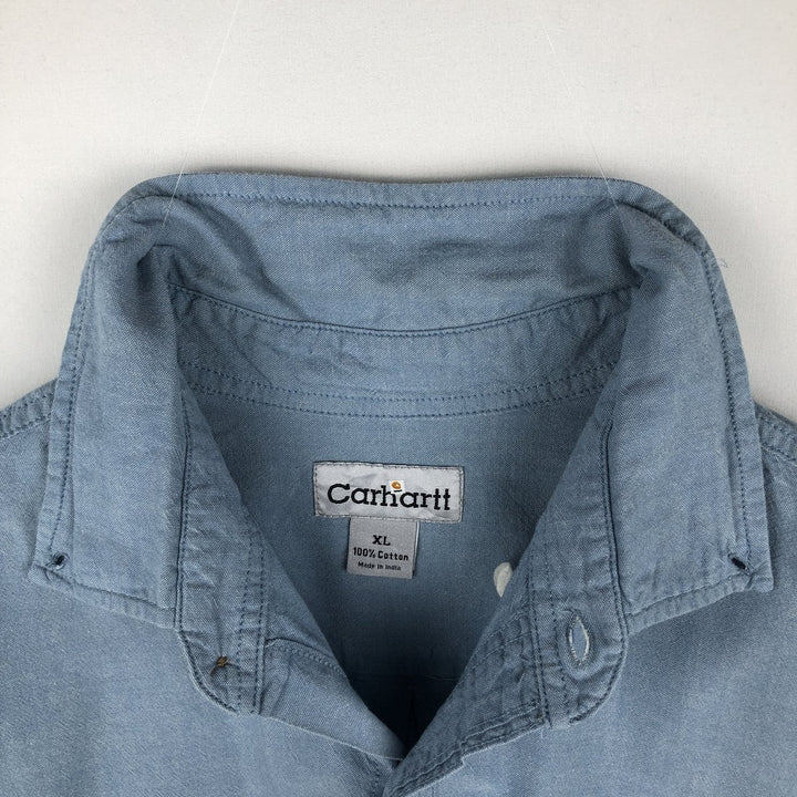 Carhartt Long Sleeve Button Down Work Shirt Men's XL cotton Blue type light blue Vintage Second Hand