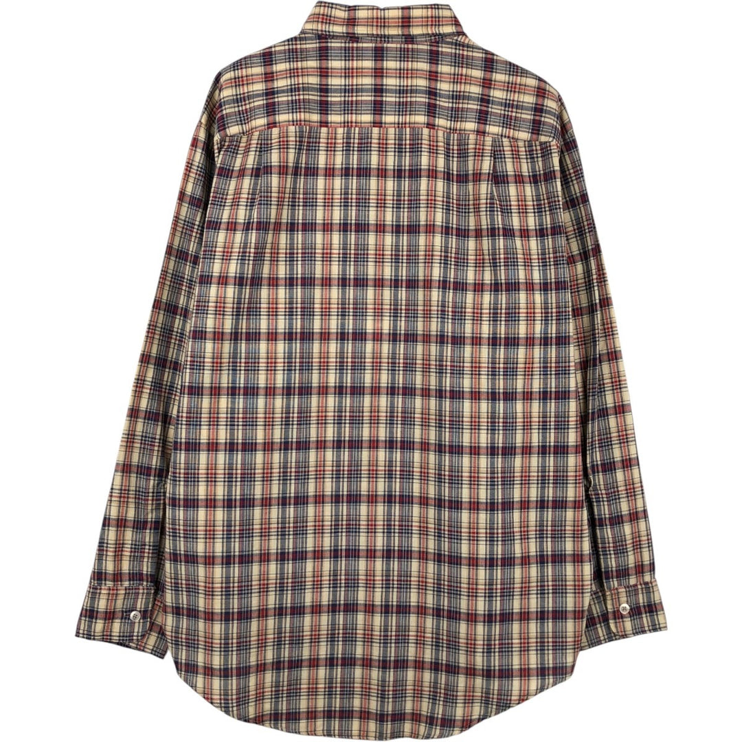 80'S Big Mac Check Pattern Long-Sleeve Work Shirt, Made in USA, Men's Size L (Equivalent), Vintage polyester Beige type Vintage Second Hand