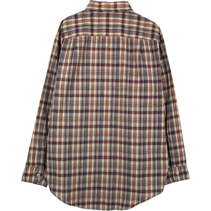 80'S Big Mac Check Pattern Long-Sleeve Work Shirt, Made in USA, Men's Size L (Equivalent), Vintage polyester Beige type Vintage Second Hand