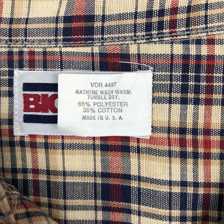 80'S Big Mac Check Pattern Long-Sleeve Work Shirt, Made in USA, Men's Size L (Equivalent), Vintage polyester Beige type Vintage Second Hand