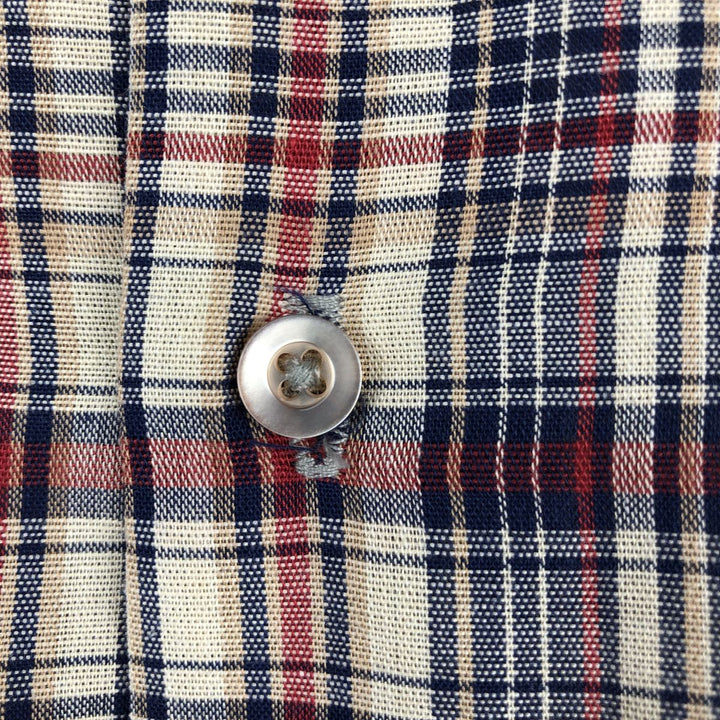 80'S Big Mac Check Pattern Long-Sleeve Work Shirt, Made in USA, Men's Size L (Equivalent), Vintage polyester Beige type Vintage Second Hand