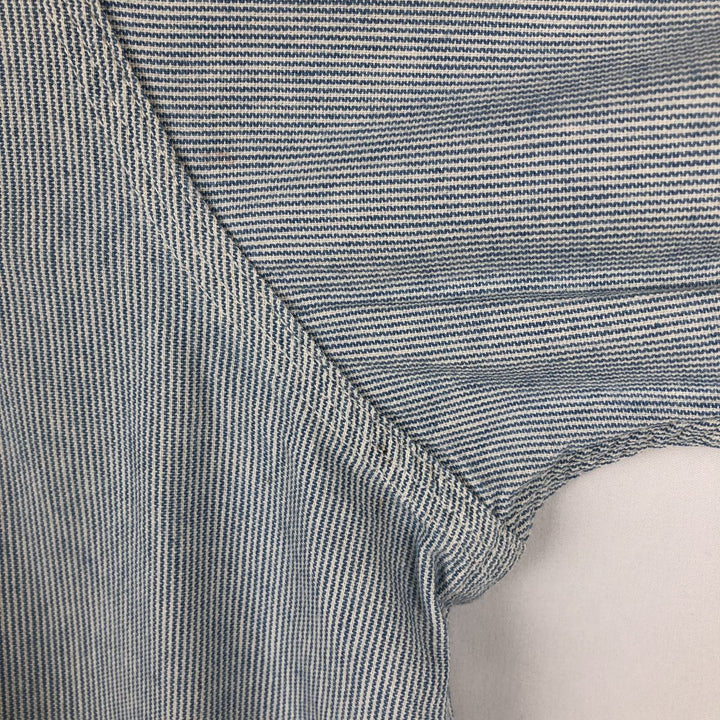 90'S Carhartt Hickory Stripe Long-Sleeve Work Shirt, Made in USA, Men's Size XL (Equivalent), Vintage cotton Blue type light blue Vintage Second Hand