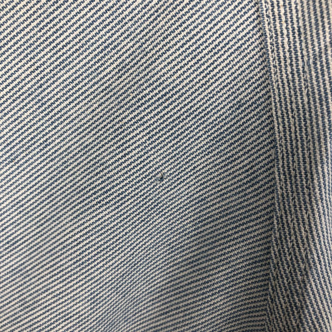 90'S Carhartt Hickory Stripe Long-Sleeve Work Shirt, Made in USA, Men's Size XL (Equivalent), Vintage cotton Blue type light blue Vintage Second Hand