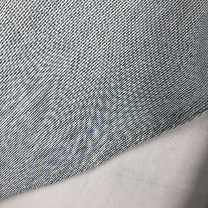 90'S Carhartt Hickory Stripe Long-Sleeve Work Shirt, Made in USA, Men's Size XL (Equivalent), Vintage cotton Blue type light blue Vintage Second Hand