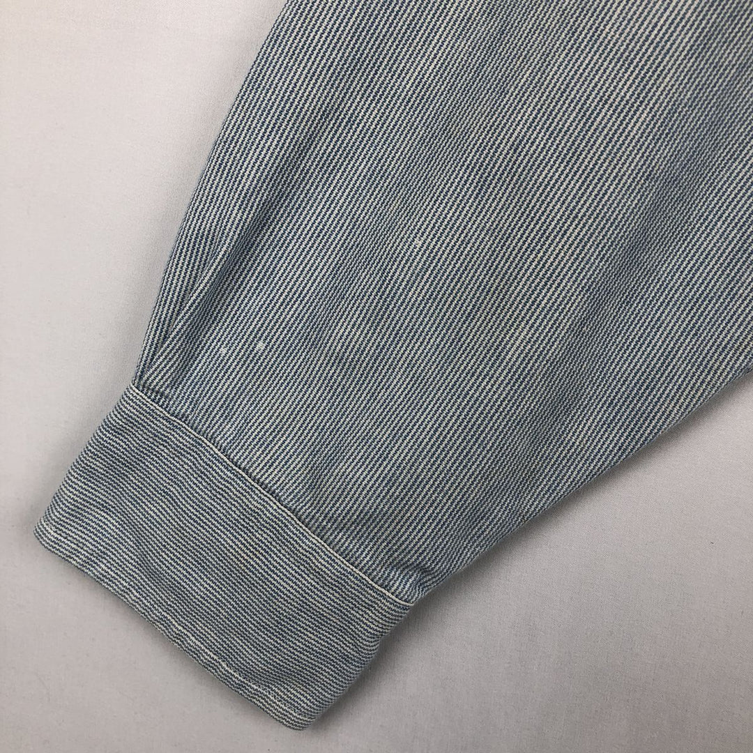 90'S Carhartt Hickory Stripe Long-Sleeve Work Shirt, Made in USA, Men's Size XL (Equivalent), Vintage cotton Blue type light blue Vintage Second Hand