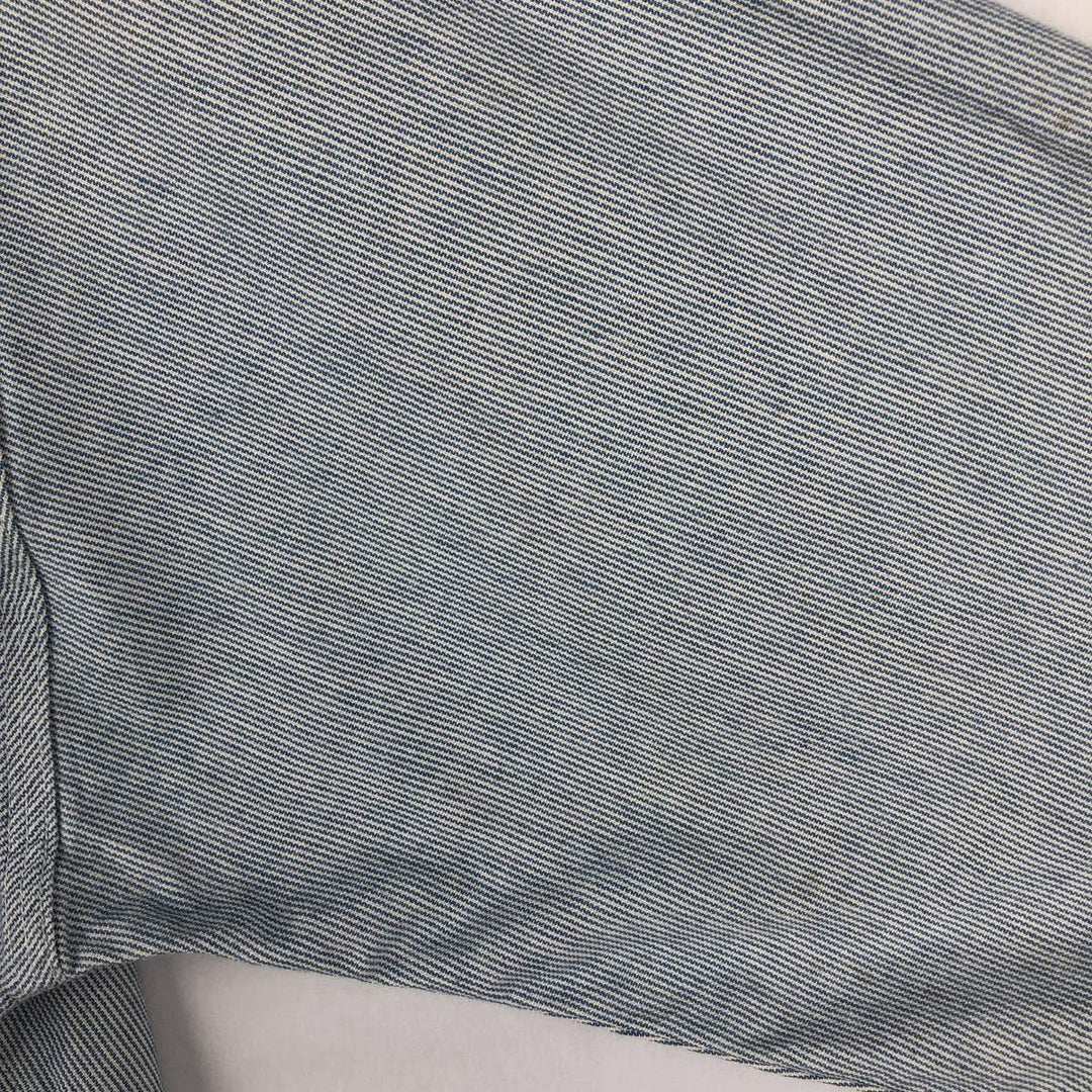 90'S Carhartt Hickory Stripe Long-Sleeve Work Shirt, Made in USA, Men's Size XL (Equivalent), Vintage cotton Blue type light blue Vintage Second Hand