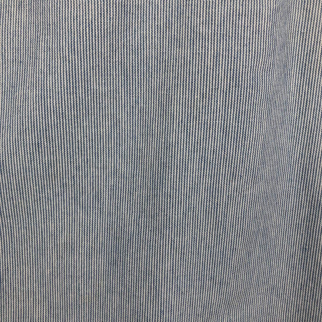 90'S Carhartt Hickory Stripe Long-Sleeve Work Shirt, Made in USA, Men's Size XL (Equivalent), Vintage cotton Blue type light blue Vintage Second Hand