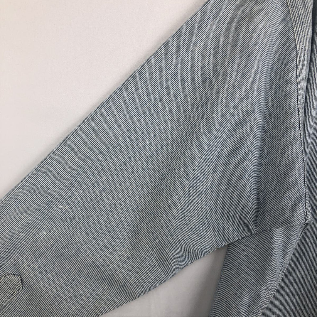 90'S Carhartt Hickory Stripe Long-Sleeve Work Shirt, Made in USA, Men's Size XL (Equivalent), Vintage cotton Blue type light blue Vintage Second Hand