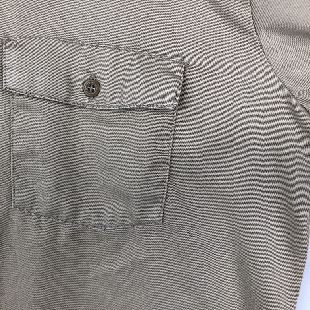 1970'S Dickies Long-Sleeve Work Shirt, Made in USA, Men's Size L (Equivalent), Vintage polyester Beige type Vintage Second Hand