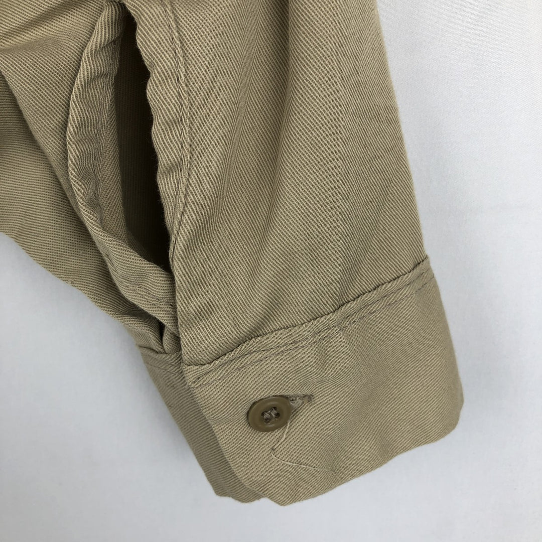 1970'S Dickies Long-Sleeve Work Shirt, Made in USA, Men's Size L (Equivalent), Vintage polyester Beige type Vintage Second Hand