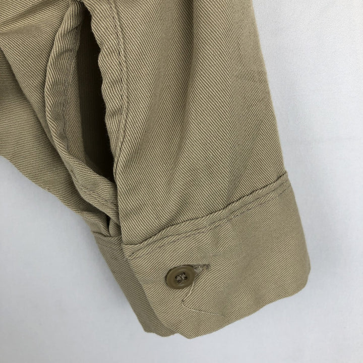 1970'S Dickies Long-Sleeve Work Shirt, Made in USA, Men's Size L (Equivalent), Vintage polyester Beige type Vintage Second Hand