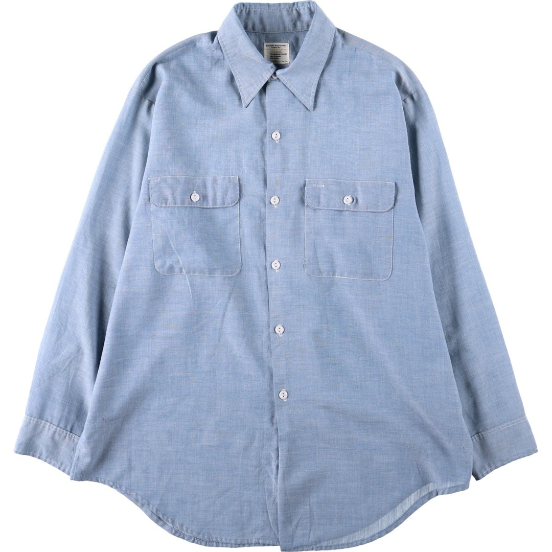 Vintage 1970'S JCPenney Big Mac long-sleeved chambray shirt, size L, men's unclear blue type Vintage Second Hand
