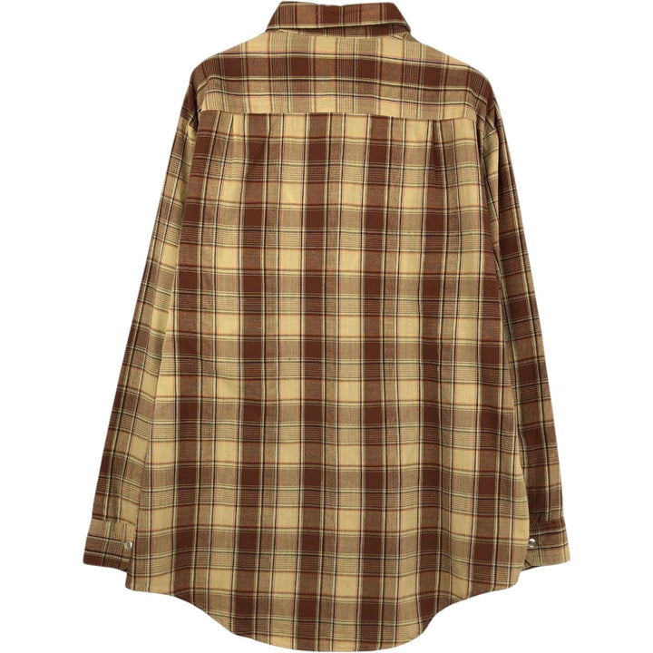 70'S Big Mac JCPenney Check Pattern Long-Sleeve Work Shirt, Men's Size L (Equivalent), Vintage polyester Beige type Vintage Second Hand