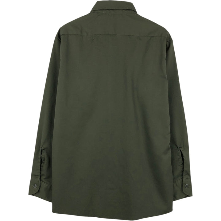 1970'S Sears Work Leisure Long-Sleeve Work Shirt, Men's Size M (approx.), Vintage polyester Khaki type sage green Vintage Second Hand