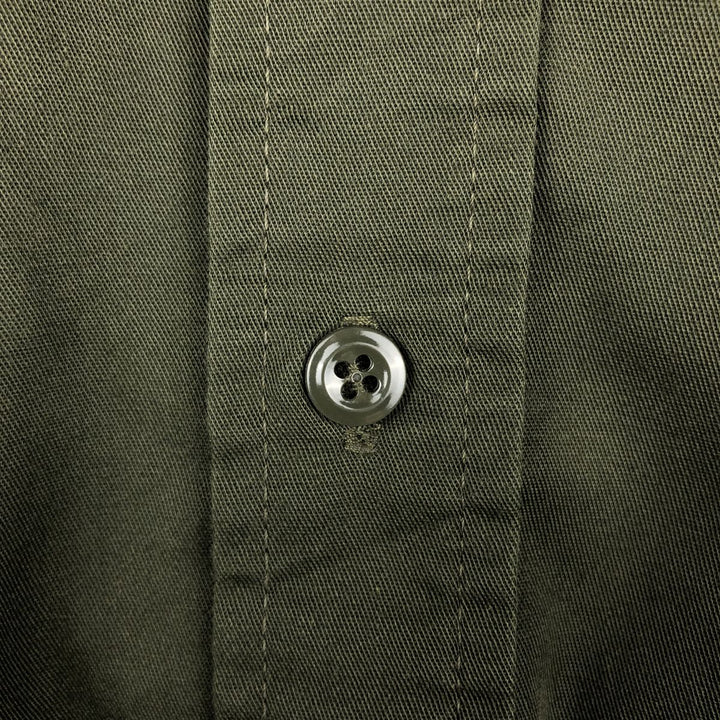 1970'S Sears Work Leisure Long-Sleeve Work Shirt, Men's Size M (approx.), Vintage polyester Khaki type sage green Vintage Second Hand