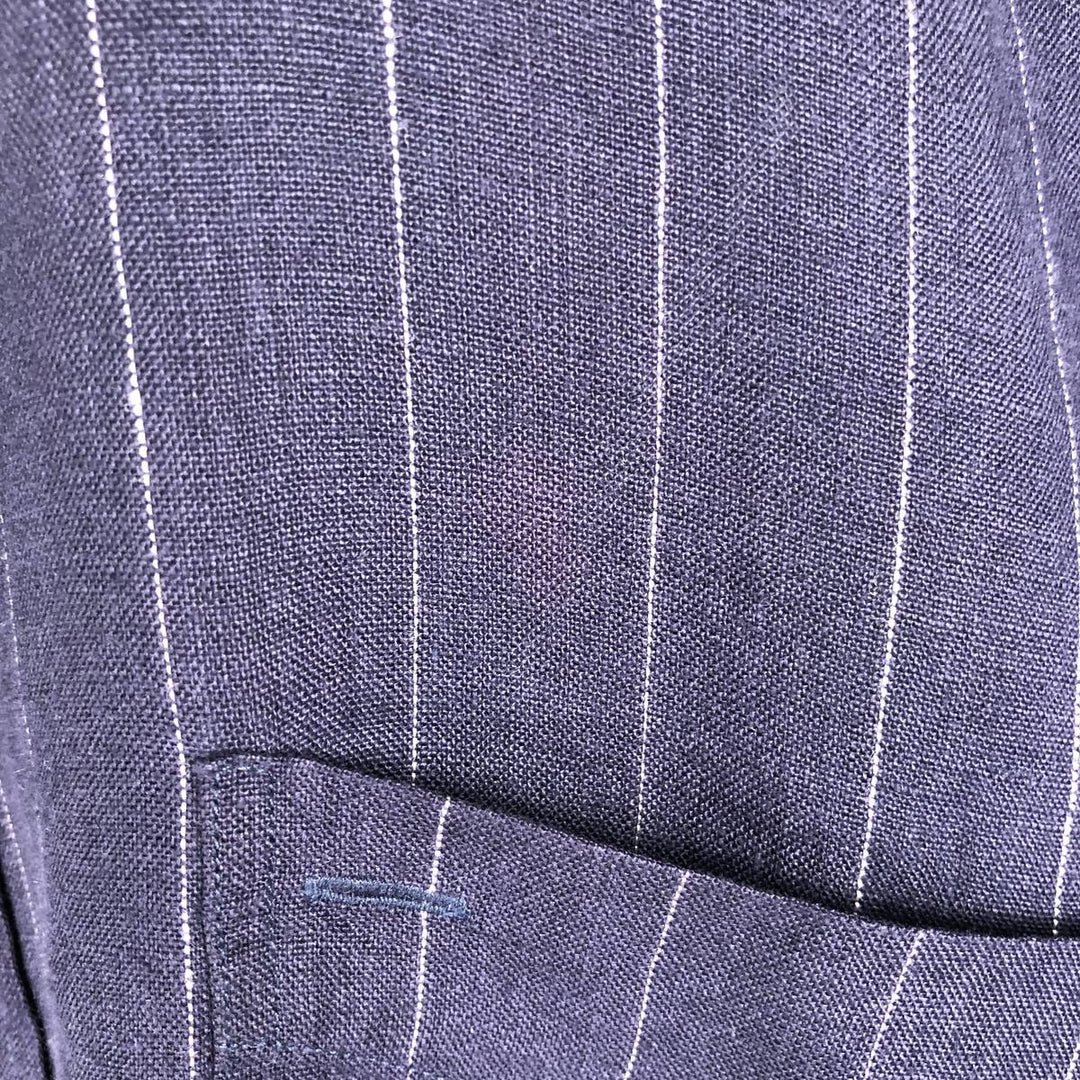 90s-00'S Tommy Hilfiger striped long-sleeved linen shirt, men's size XL. linen navy blue type Vintage Second Hand