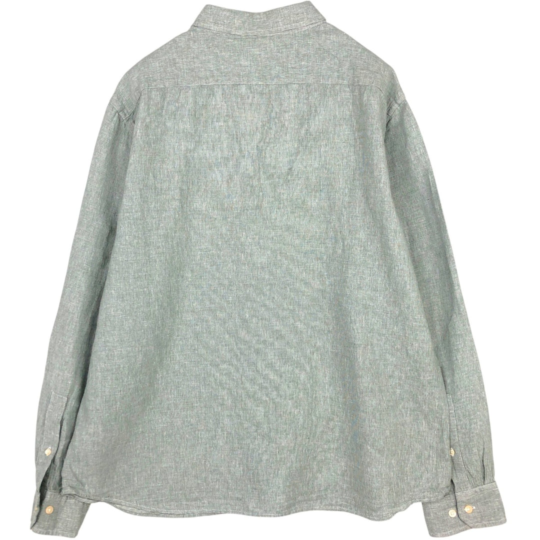 Banana Republic Untucked Fit Long-Sleeve Linen x Cotton Shirt, Men's Size XL (approx.) linen Khaki type sage green Vintage Second Hand