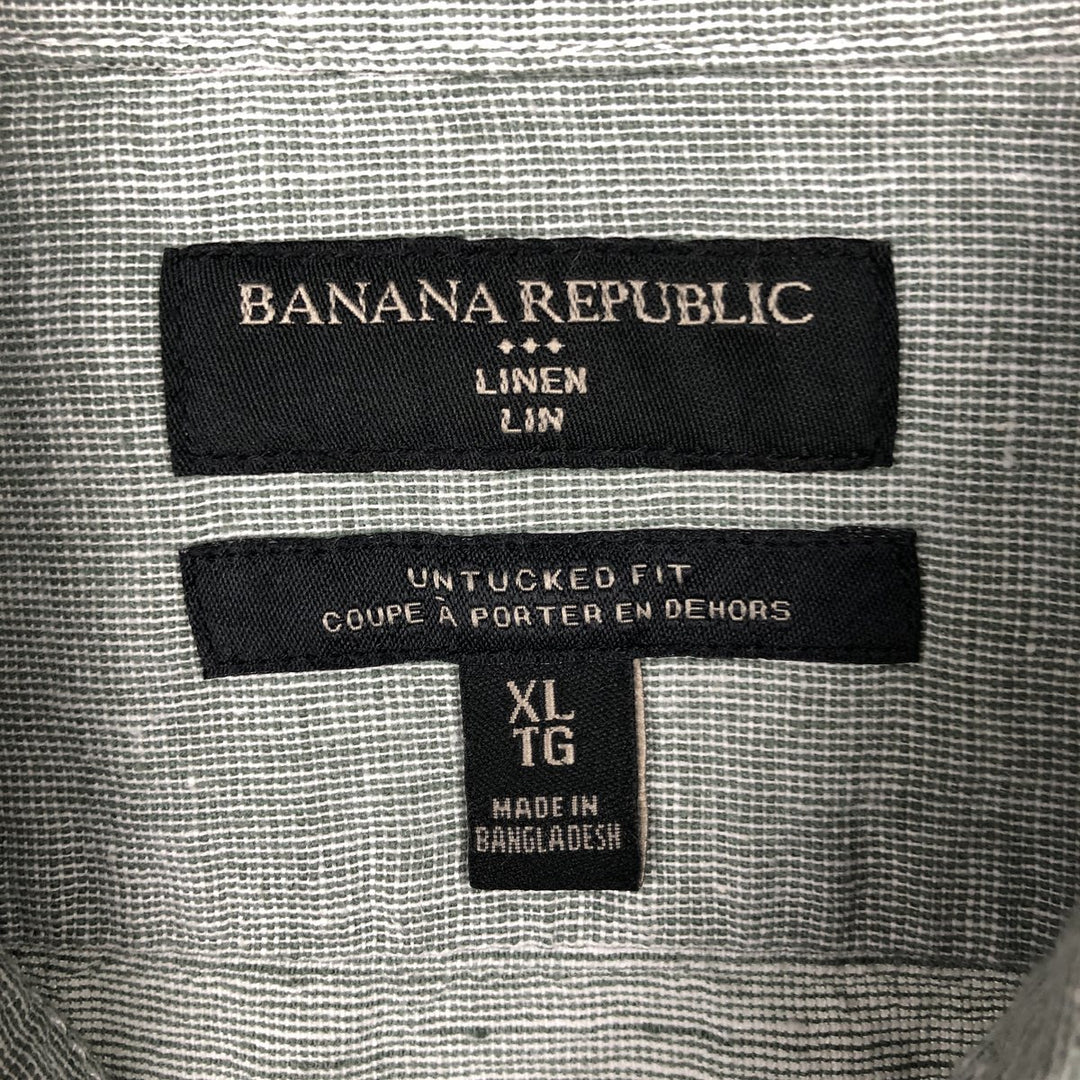 Banana Republic Untucked Fit Long-Sleeve Linen x Cotton Shirt, Men's Size XL (approx.) linen Khaki type sage green Vintage Second Hand
