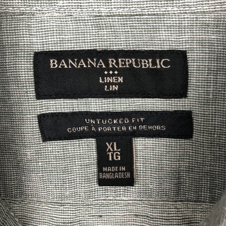 Banana Republic Untucked Fit Long-Sleeve Linen x Cotton Shirt, Men's Size XL (approx.) linen Khaki type sage green Vintage Second Hand