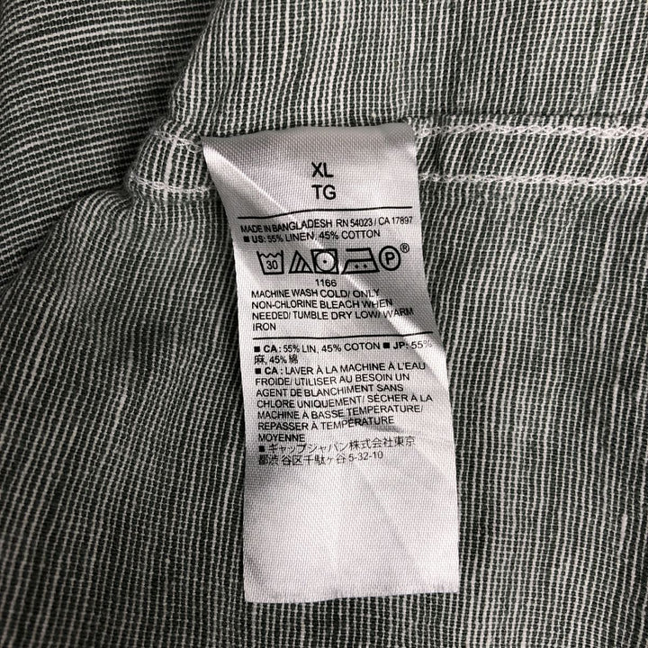 Banana Republic Untucked Fit Long-Sleeve Linen x Cotton Shirt, Men's Size XL (approx.) linen Khaki type sage green Vintage Second Hand