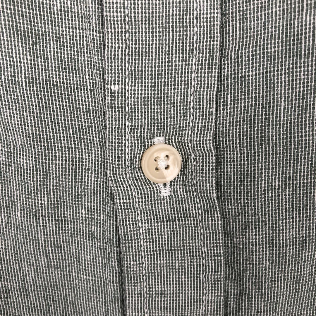 Banana Republic Untucked Fit Long-Sleeve Linen x Cotton Shirt, Men's Size XL (approx.) linen Khaki type sage green Vintage Second Hand