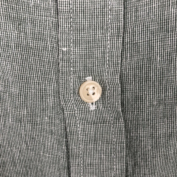 Banana Republic Untucked Fit Long-Sleeve Linen x Cotton Shirt, Men's Size XL (approx.) linen Khaki type sage green Vintage Second Hand