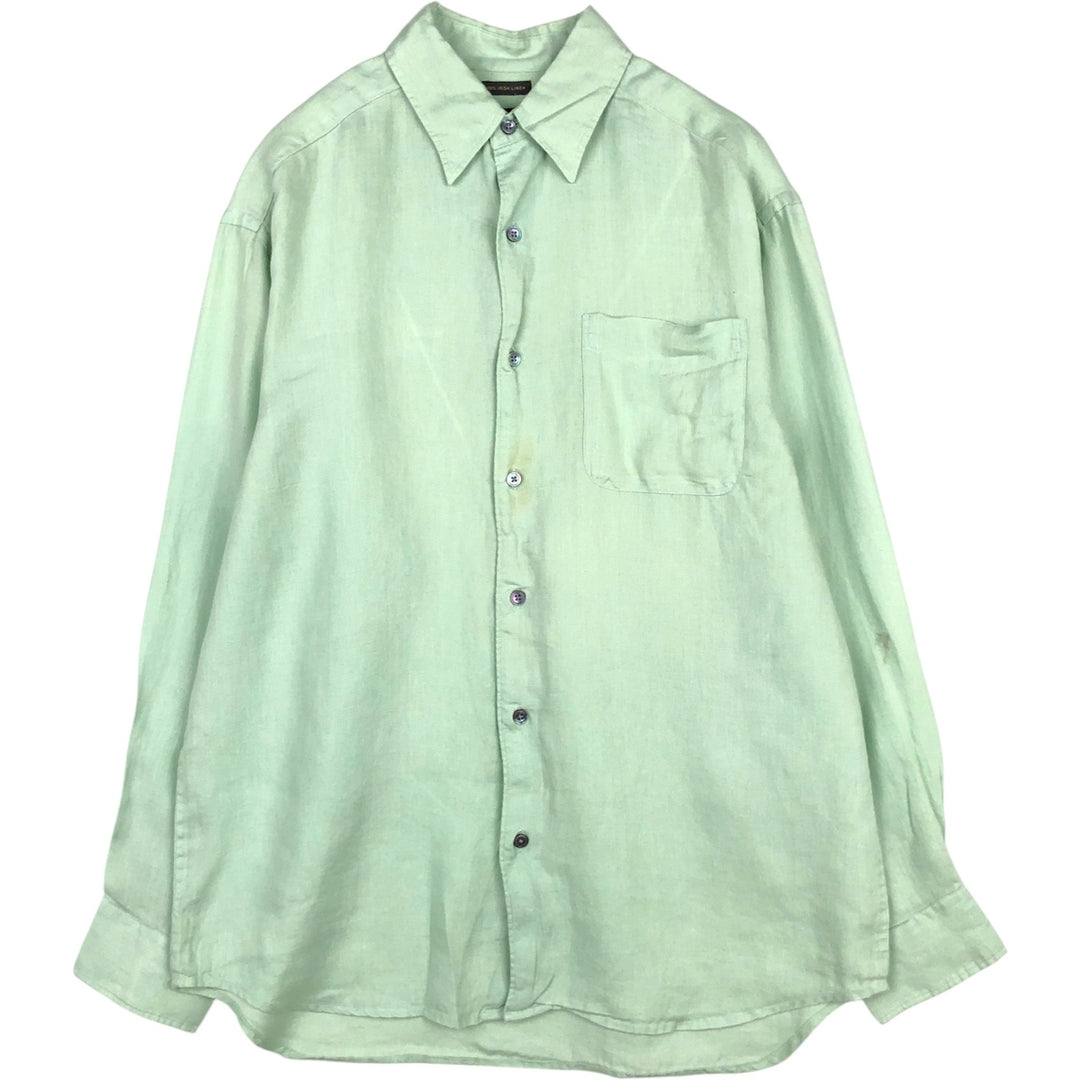 Banana Republic Relaxed Long-Sleeve Linen Shirt, Men's Size M (approx.) linen Khaki type sage green Vintage Second Hand