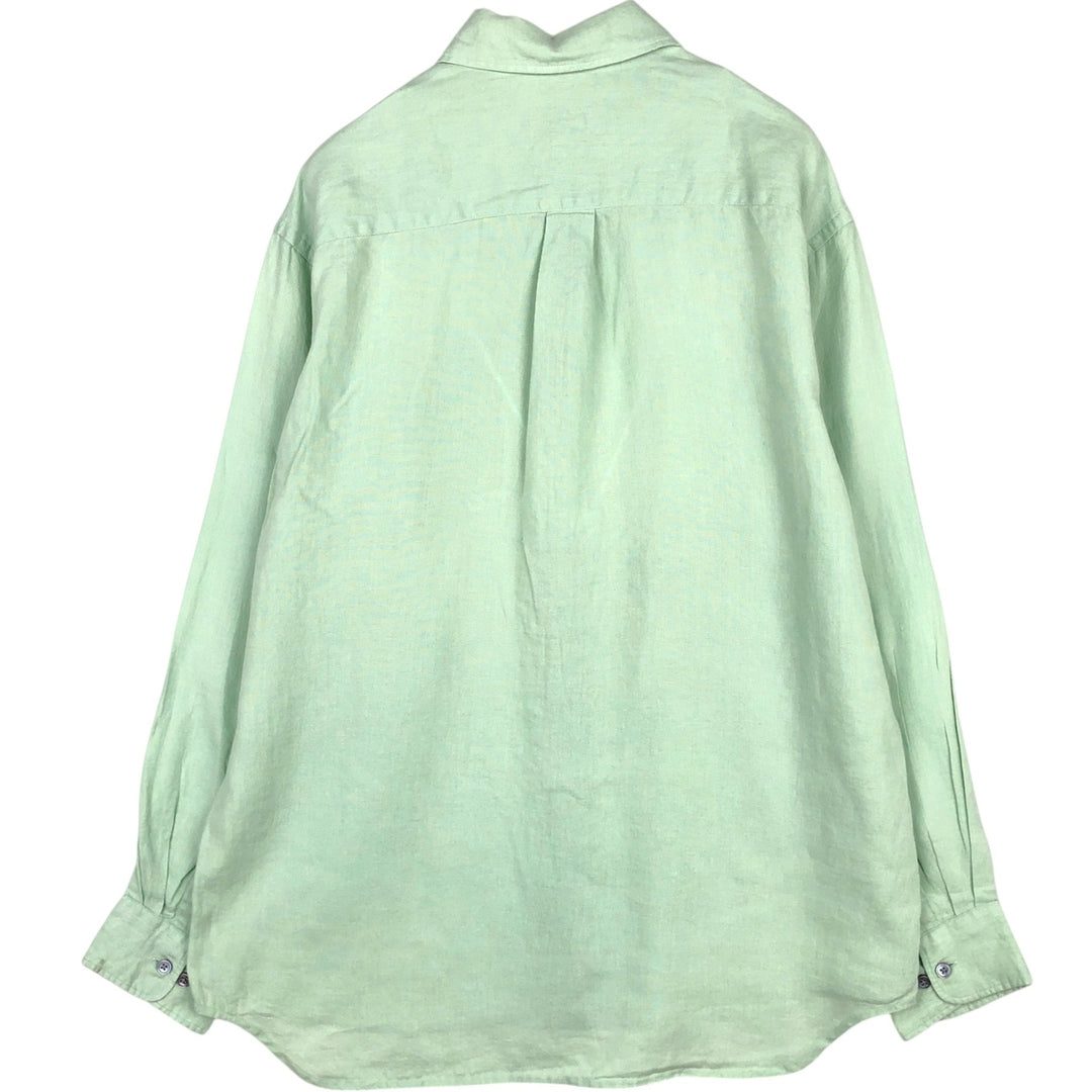 Banana Republic Relaxed Long-Sleeve Linen Shirt, Men's Size M (approx.) linen Khaki type sage green Vintage Second Hand