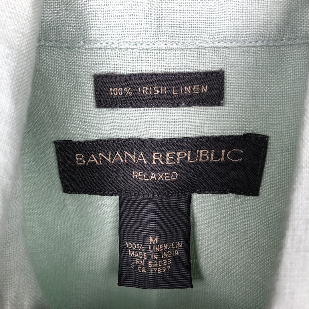 Banana Republic Relaxed Long-Sleeve Linen Shirt, Men's Size M (approx.) linen Khaki type sage green Vintage Second Hand