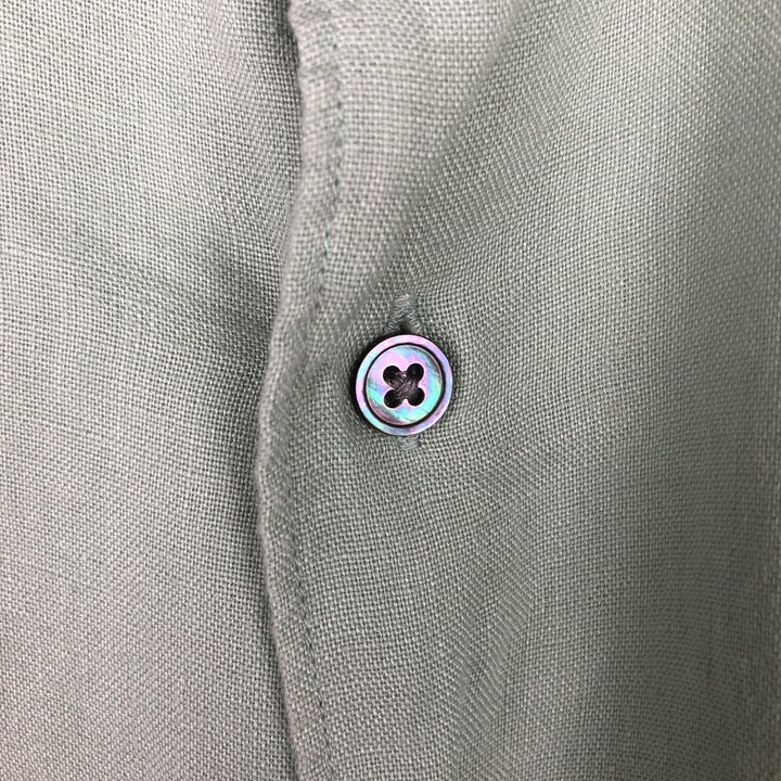 Banana Republic Relaxed Long-Sleeve Linen Shirt, Men's Size M (approx.) linen Khaki type sage green Vintage Second Hand