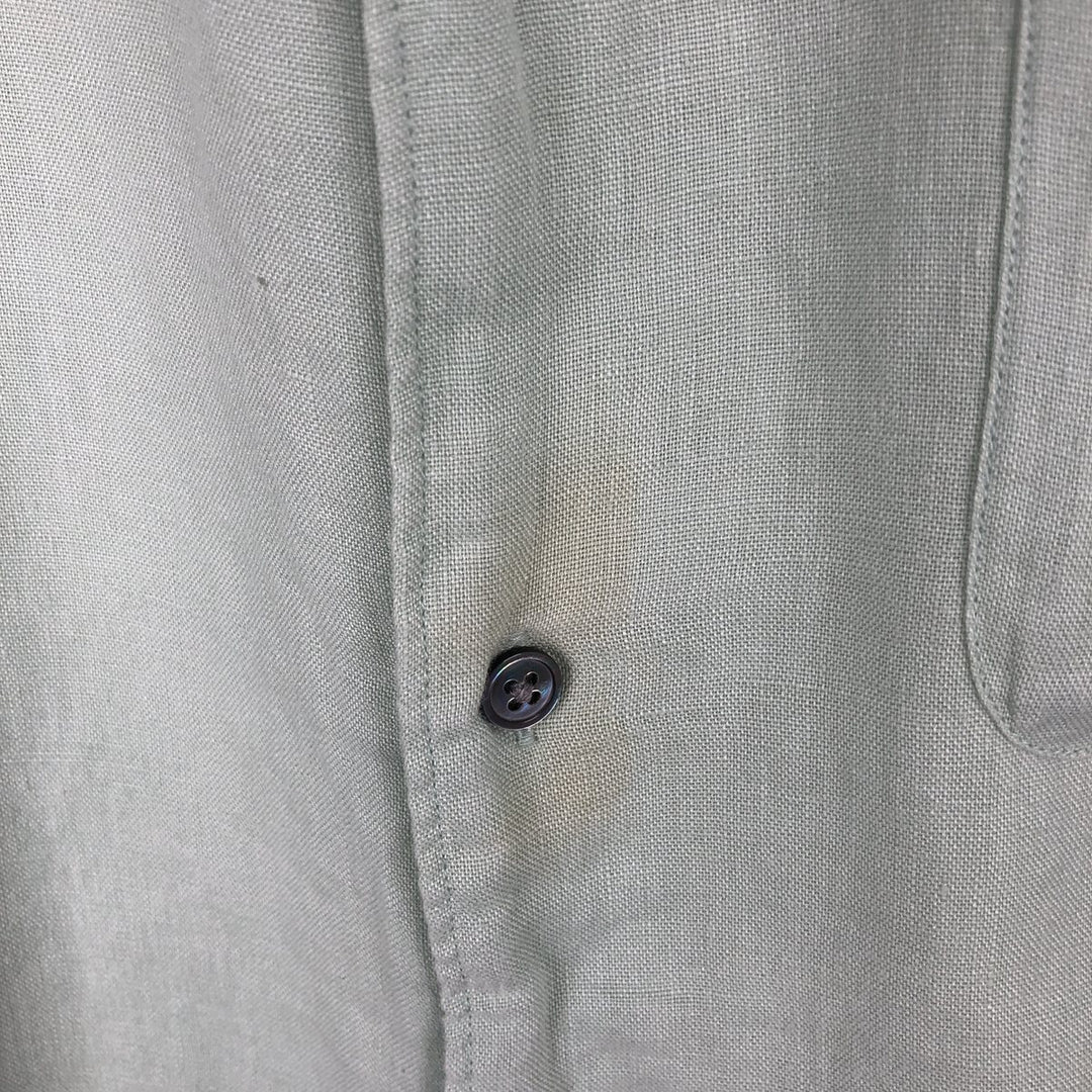 Banana Republic Relaxed Long-Sleeve Linen Shirt, Men's Size M (approx.) linen Khaki type sage green Vintage Second Hand