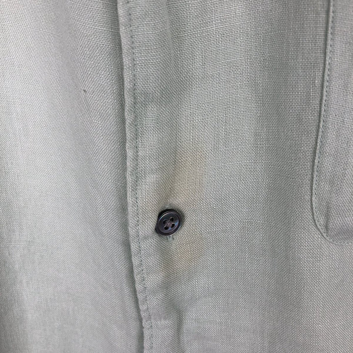 Banana Republic Relaxed Long-Sleeve Linen Shirt, Men's Size M (approx.) linen Khaki type sage green Vintage Second Hand