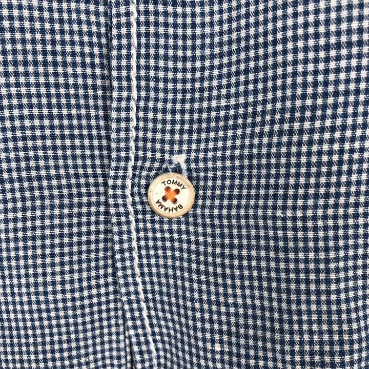 Tommy Bahama Check Pattern Gingham Check Long-Sleeve Linen x Tencel Shirt (Men's Size L) linen blue type Vintage Second Hand