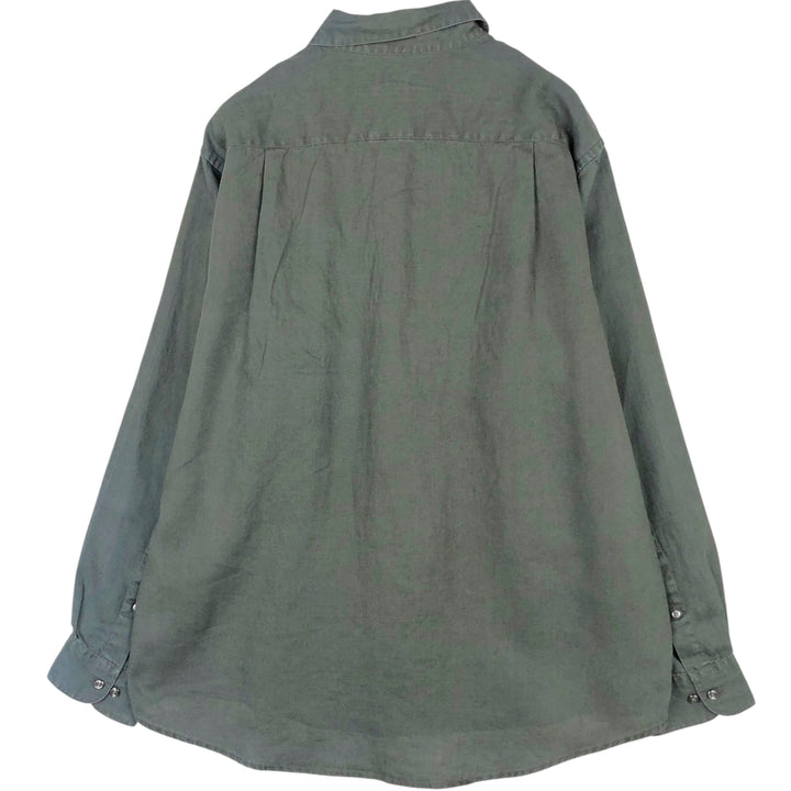 Brooks SPORT Long-Sleeve Linen Shirt, Men's Size L (approx.) linen black type Vintage Second Hand